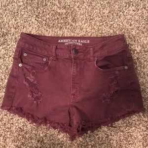 Maroon American Eagle shorts distressed ❤️ final*